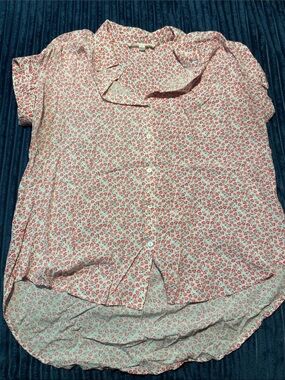Jane and Delancey Pink Floral Button-Down Blouse